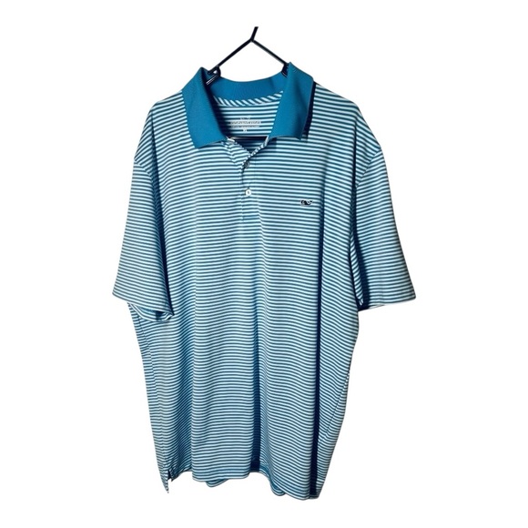 {EUC} Men's VINEYARD VINES Blue & White Striped Polo Shirt XL - Picture 1 of 5